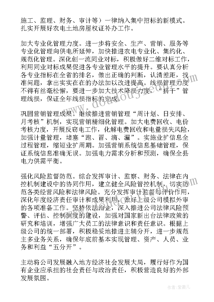 2023年电力事业部是干的 电力公司工作计划(优秀9篇)