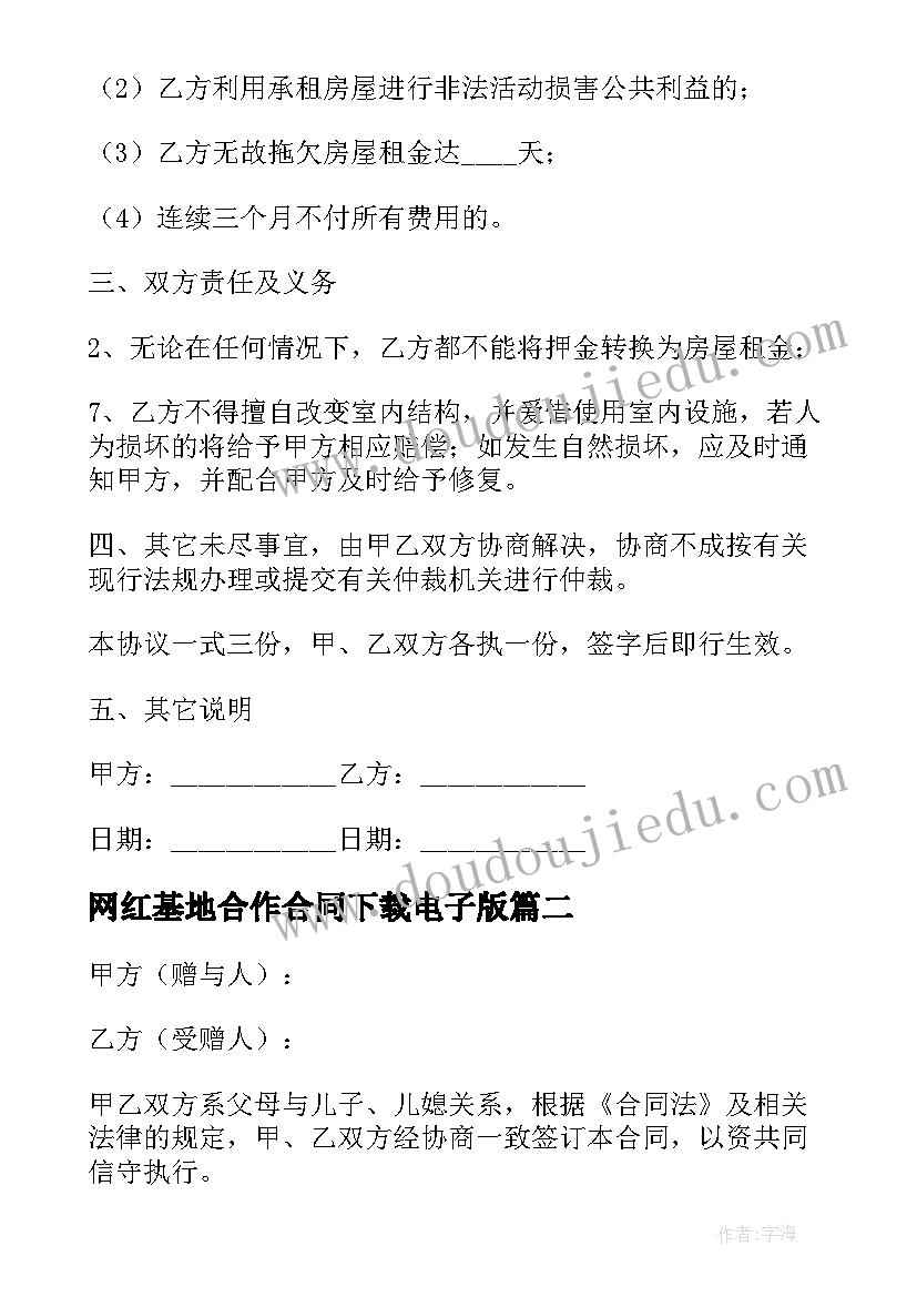 2023年网红基地合作合同下载电子版(优秀6篇)