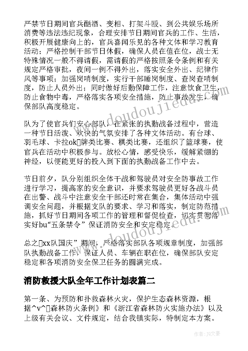 最新消防救援大队全年工作计划表 消防救援大队工作总结(优秀8篇)