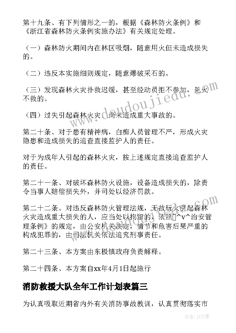 最新消防救援大队全年工作计划表 消防救援大队工作总结(优秀8篇)