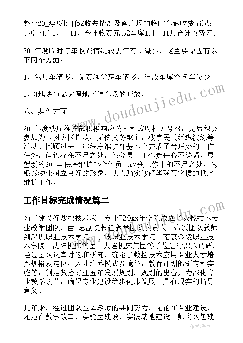 2023年工作目标完成情况 秩序员工作计划完成情况共(优秀9篇)