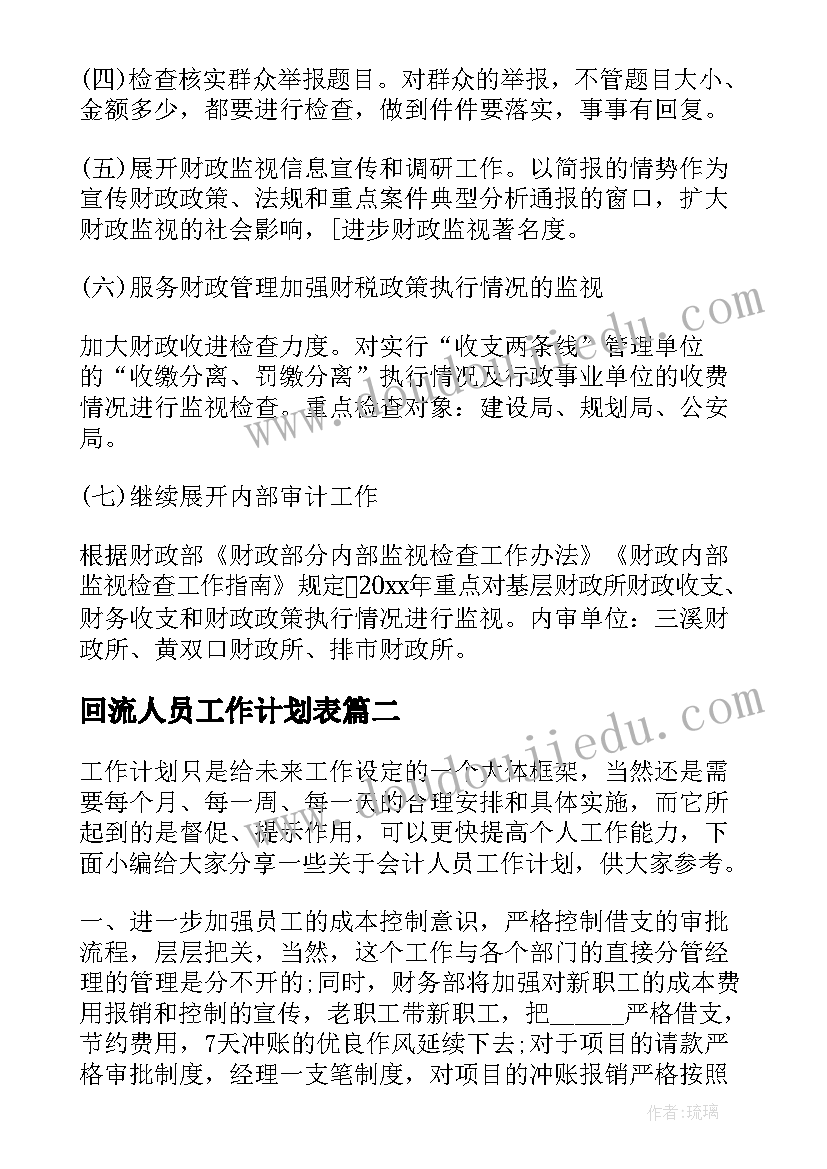 2023年回流人员工作计划表 会计人员工作计划(汇总7篇)