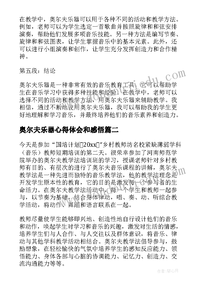 2023年奥尔夫乐器心得体会和感悟(通用5篇)