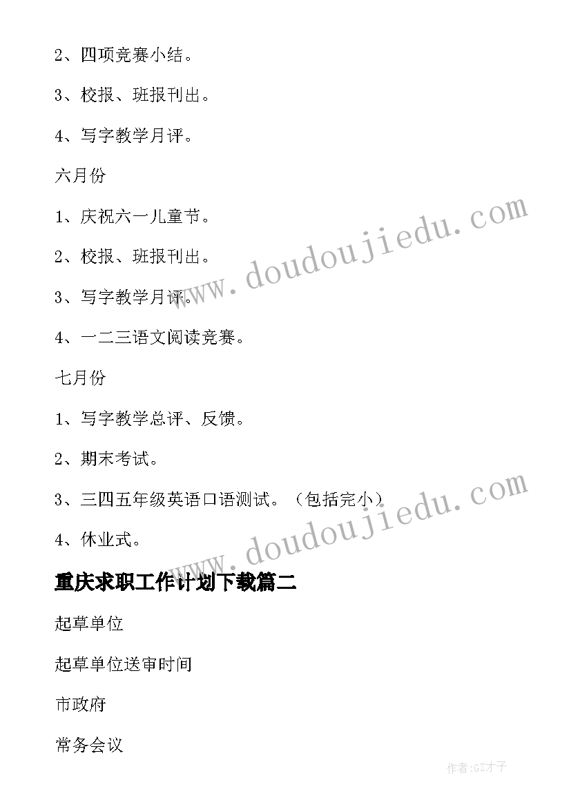 2023年重庆求职工作计划下载 重庆小学三年级班主任工作计划(大全5篇)