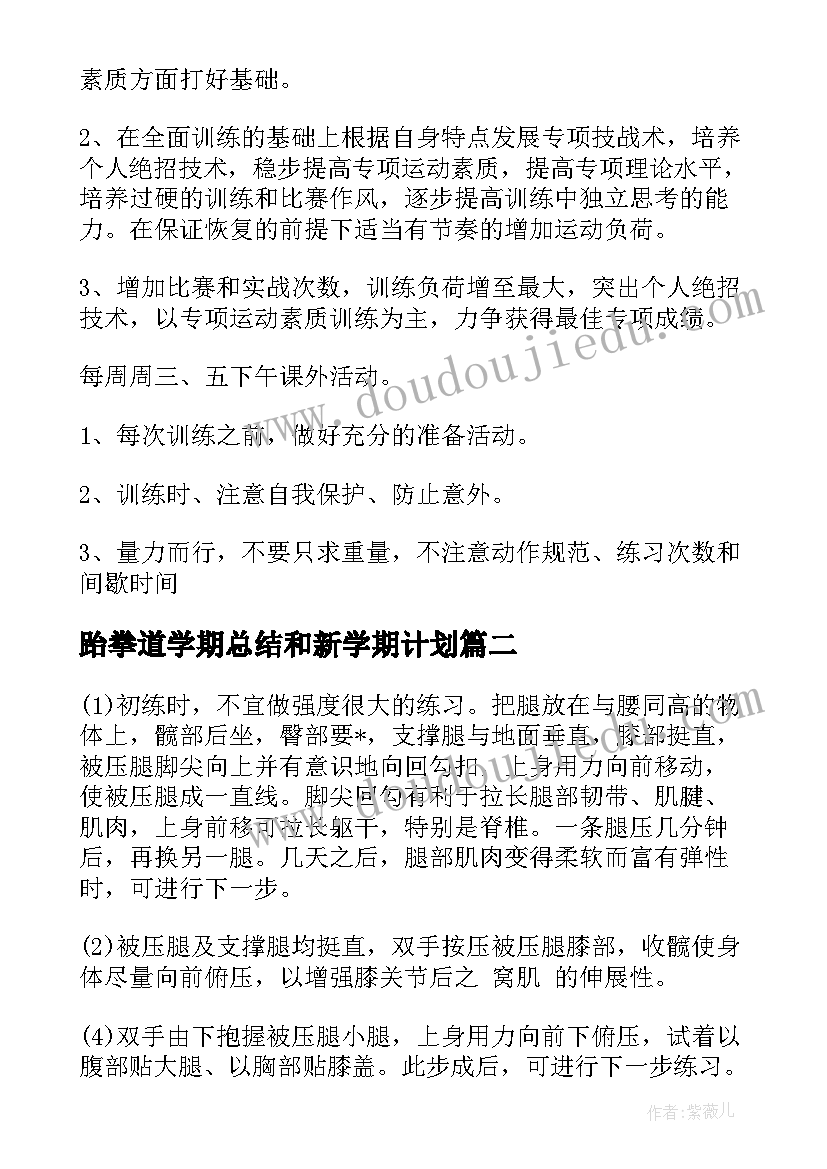 跆拳道学期总结和新学期计划(实用5篇)