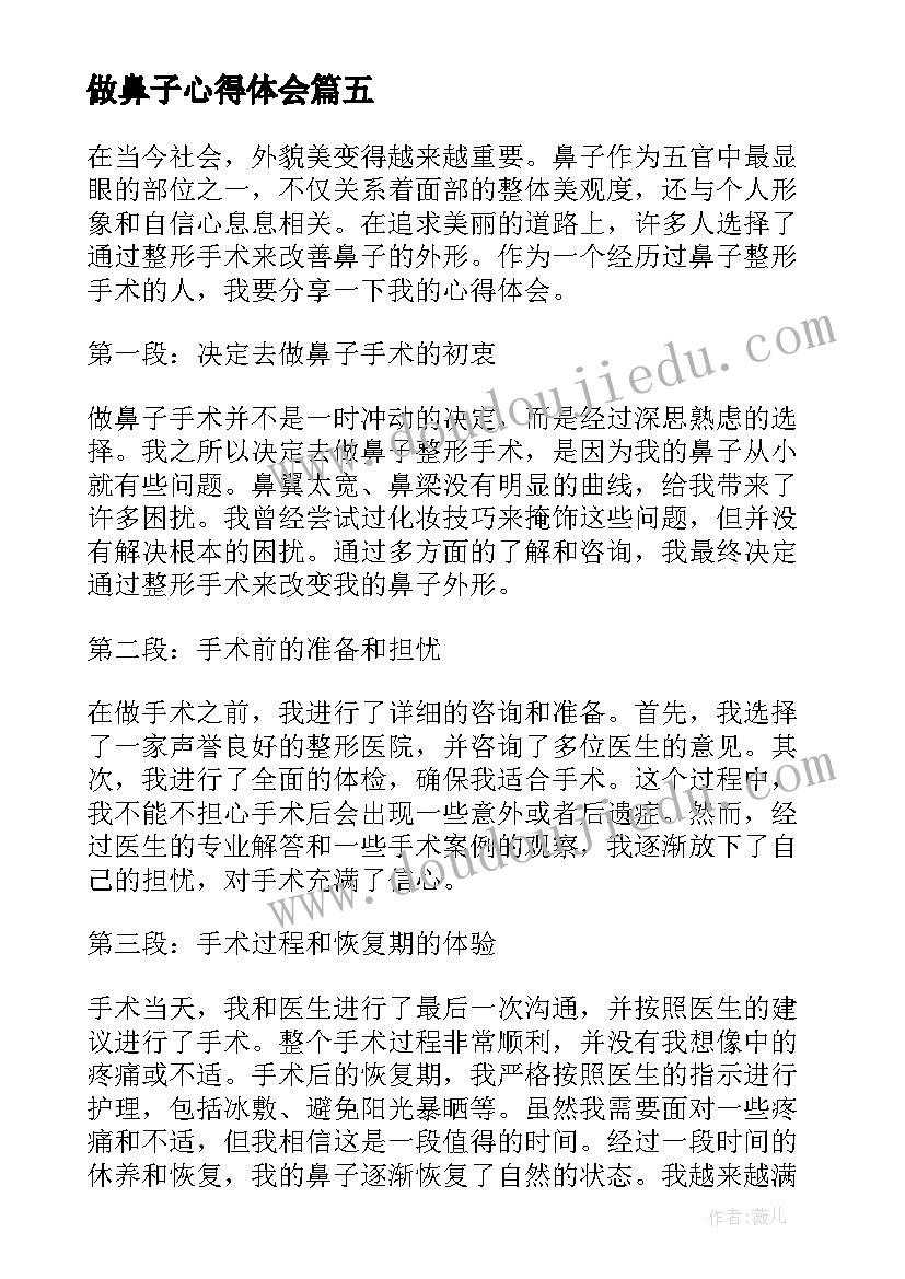 做鼻子心得体会(精选7篇)