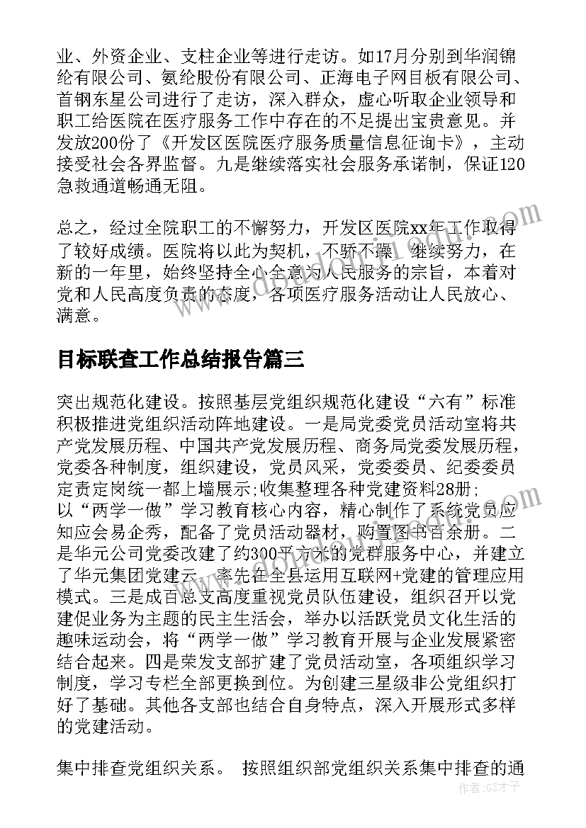 2023年目标联查工作总结报告(实用6篇)