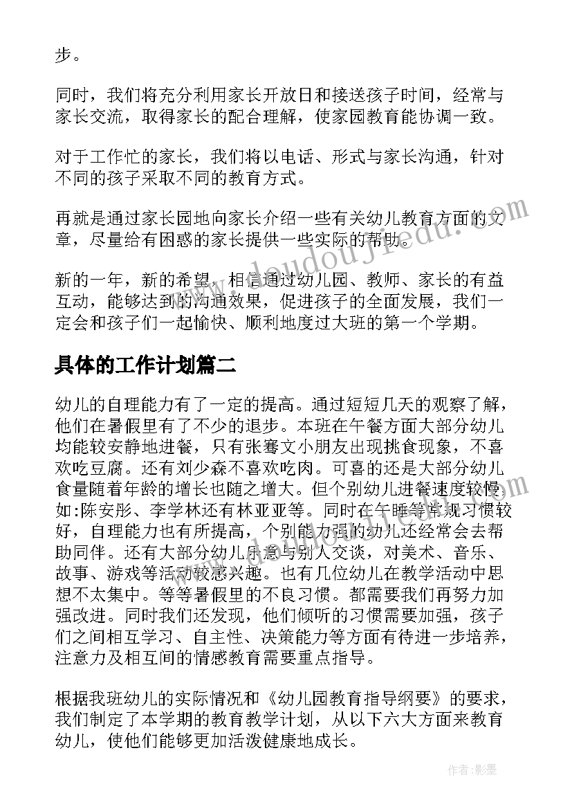 2023年具体的工作计划(模板8篇)