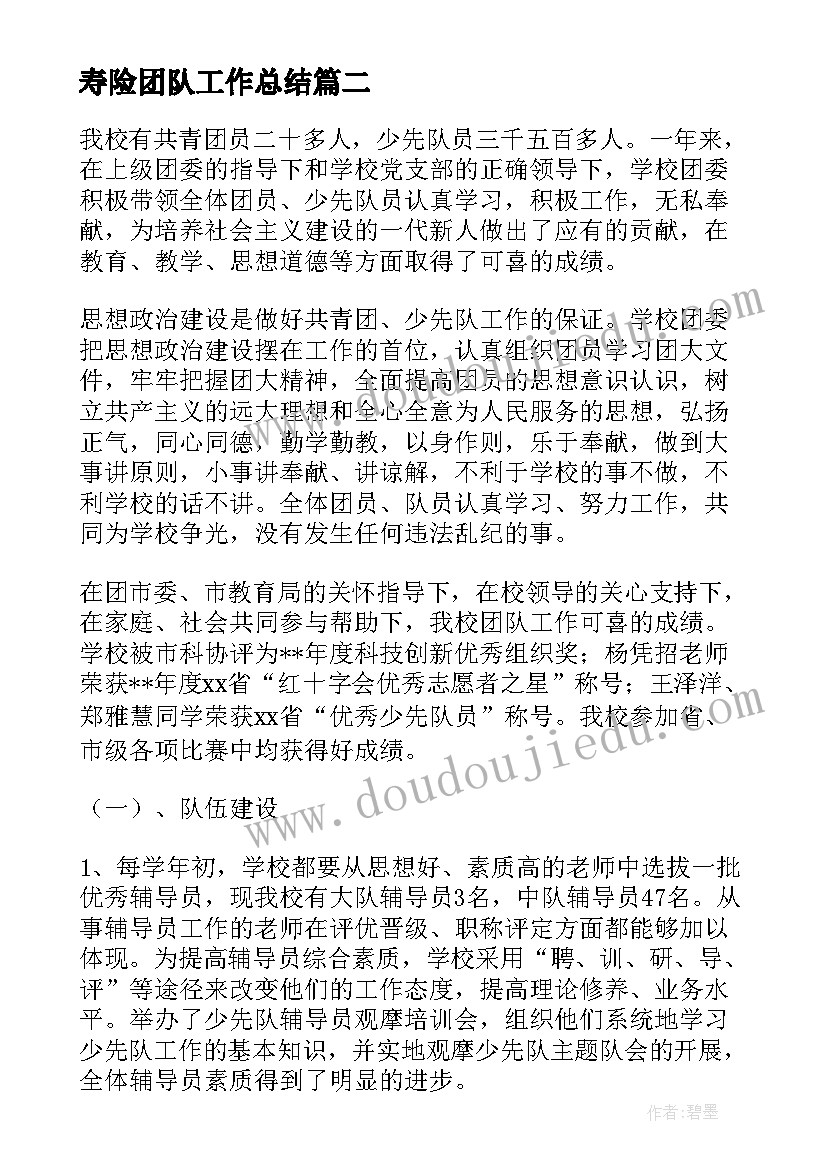 2023年寿险团队工作总结 寿险综合内勤工作总结(优质6篇)