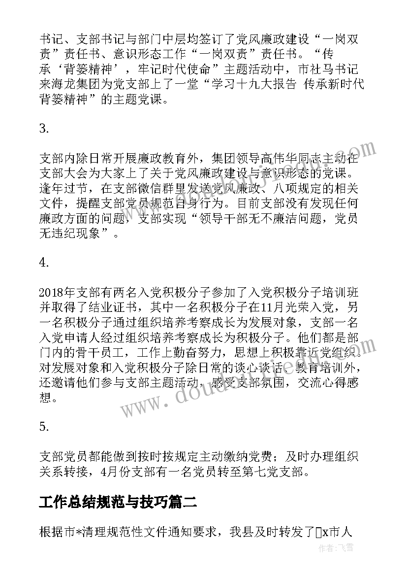 2023年工作总结规范与技巧(优秀5篇)