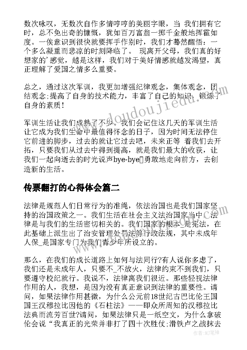 2023年传票翻打的心得体会(实用10篇)