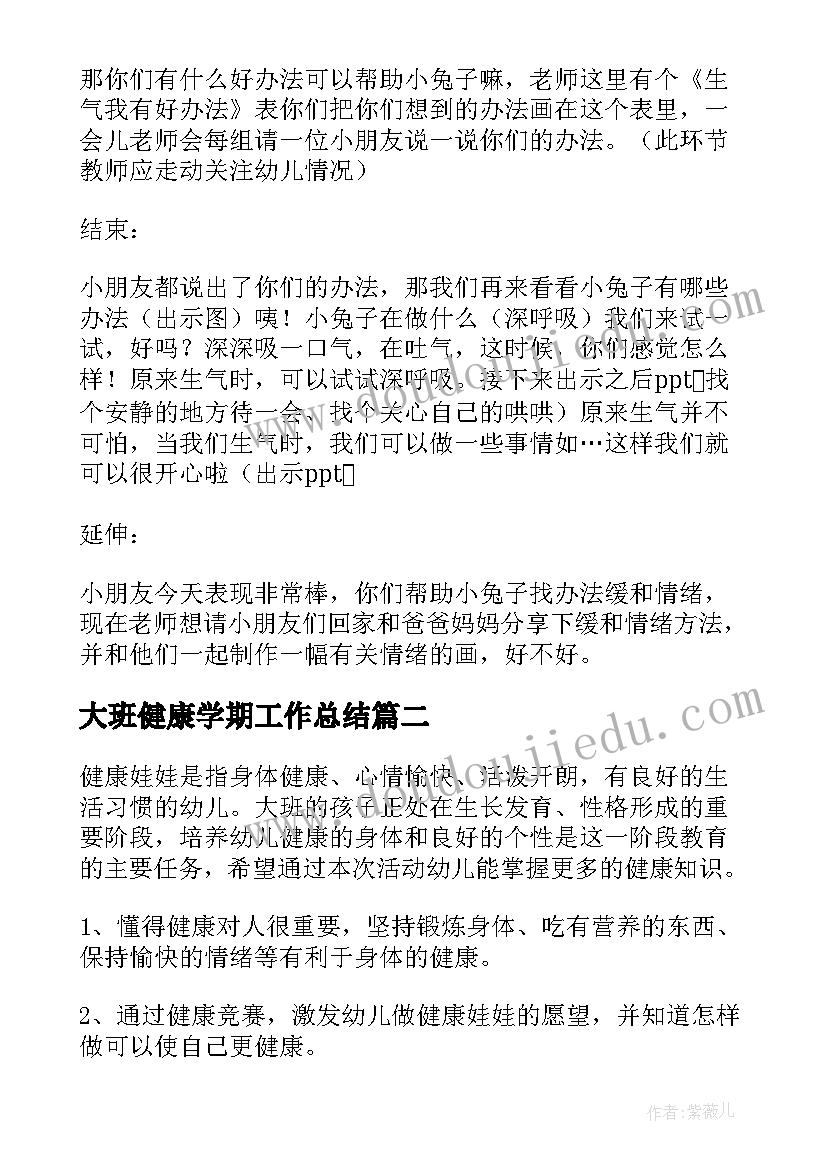 最新大班健康学期工作总结(模板8篇)