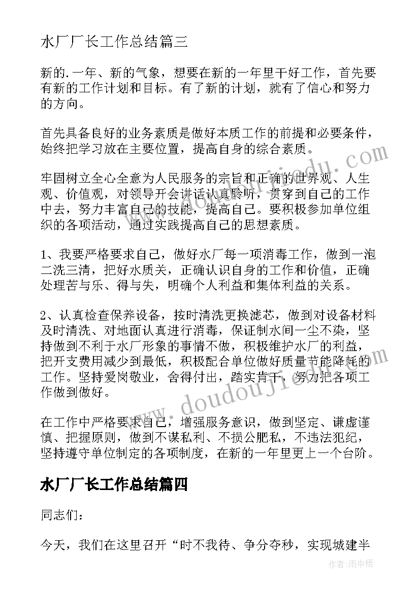 2023年水厂厂长工作总结(精选9篇)