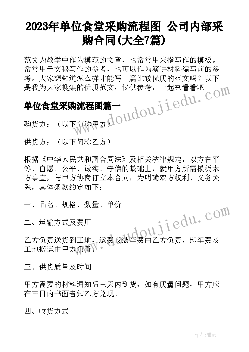 2023年单位食堂采购流程图 公司内部采购合同(大全7篇)