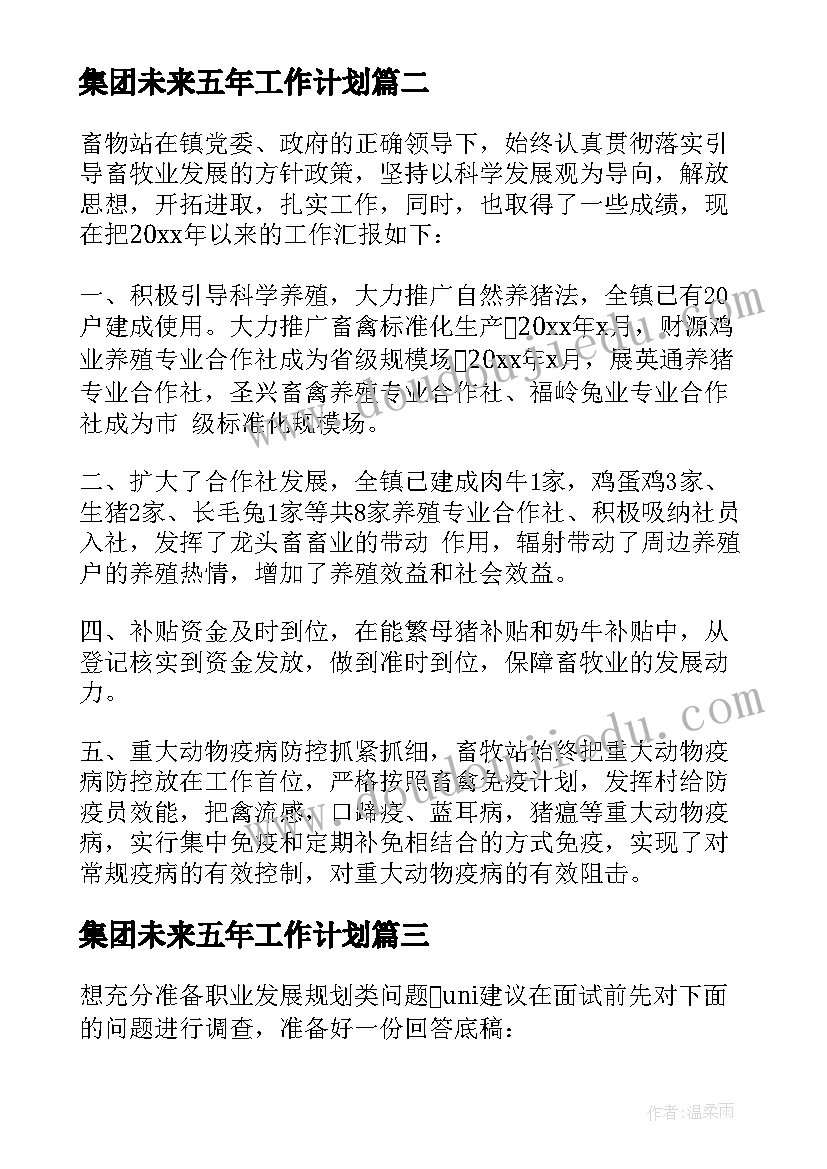 最新集团未来五年工作计划(优秀5篇)