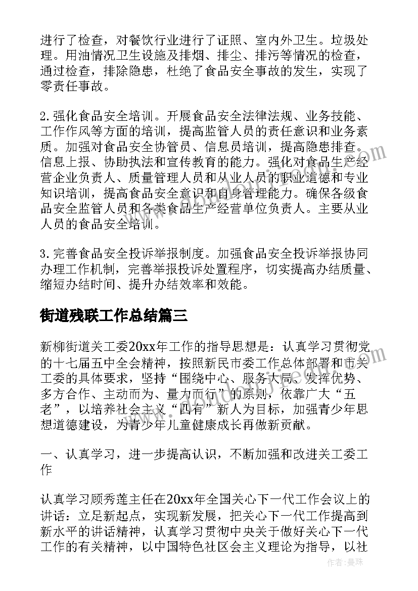 2023年街道残联工作总结(实用7篇)