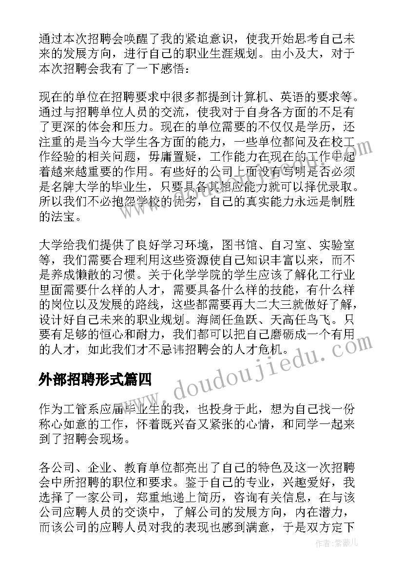 最新外部招聘形式 招聘会心得体会(汇总9篇)