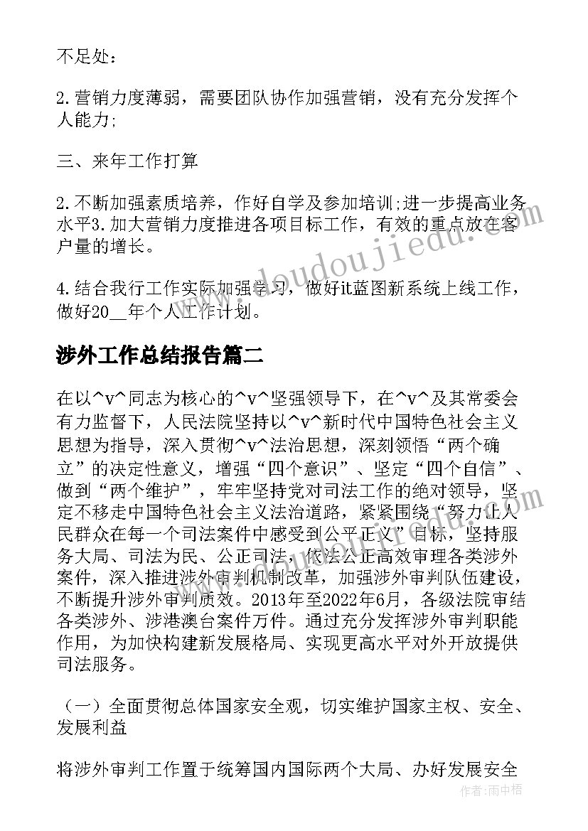 涉外工作总结报告 涉外金融工作总结实用(通用5篇)