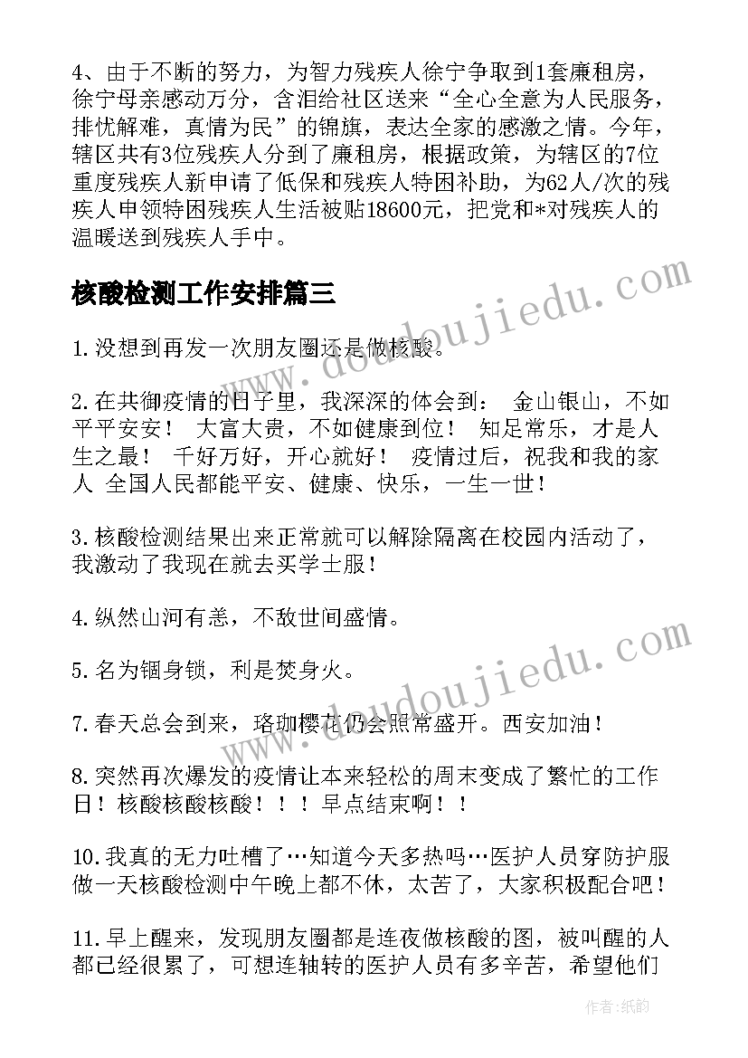 最新核酸检测工作安排 道路运输核酸检测工作计划优选(模板6篇)