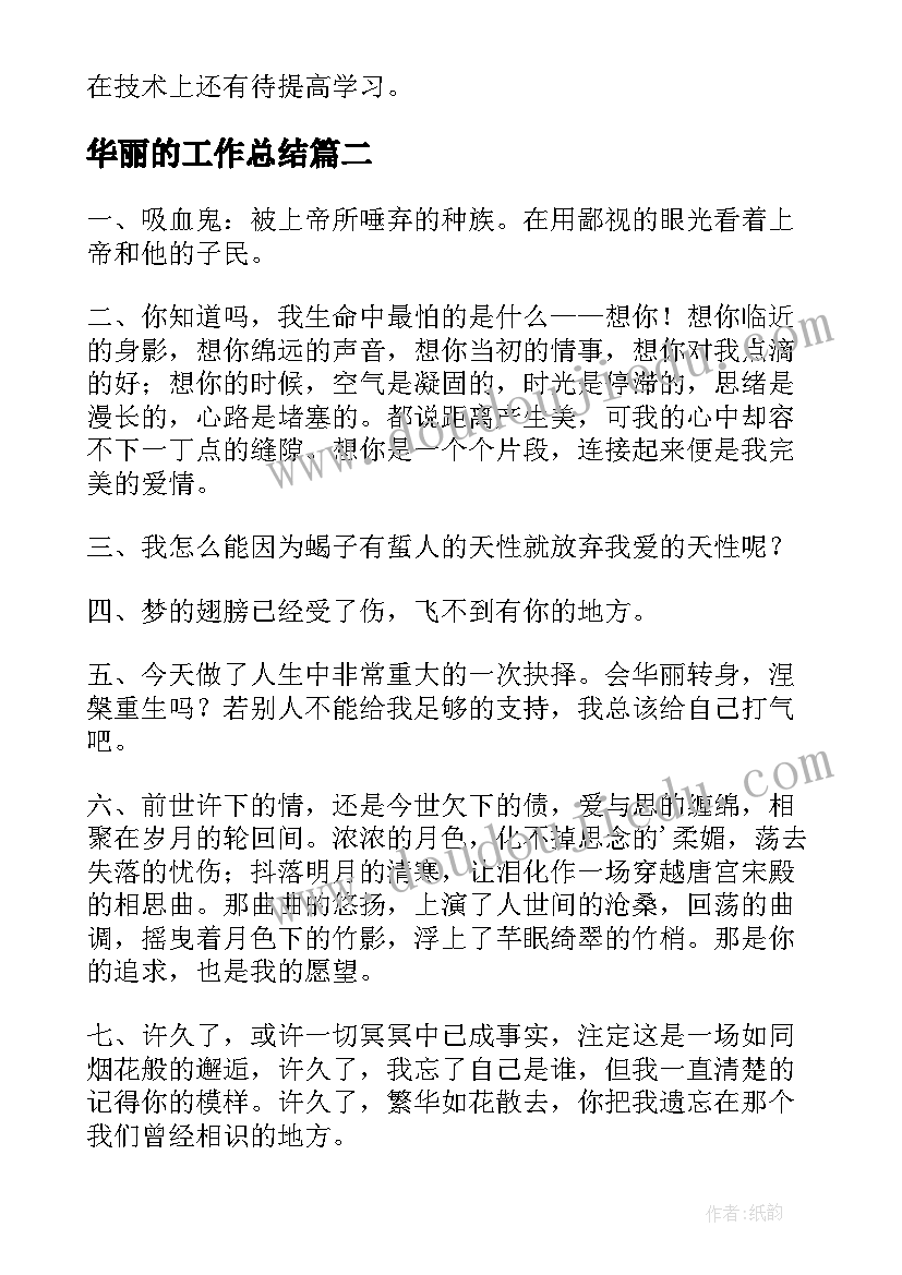 2023年华丽的工作总结(精选8篇)