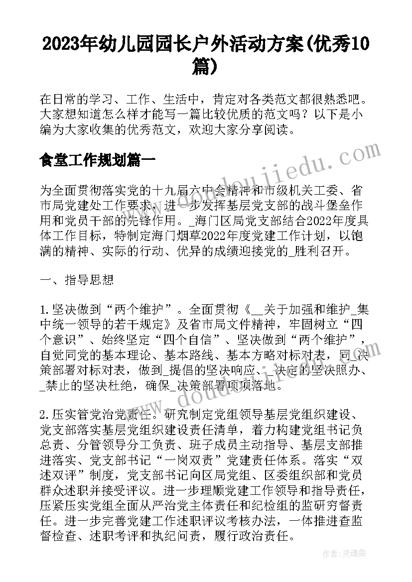 2023年幼儿园园长户外活动方案(优秀10篇)