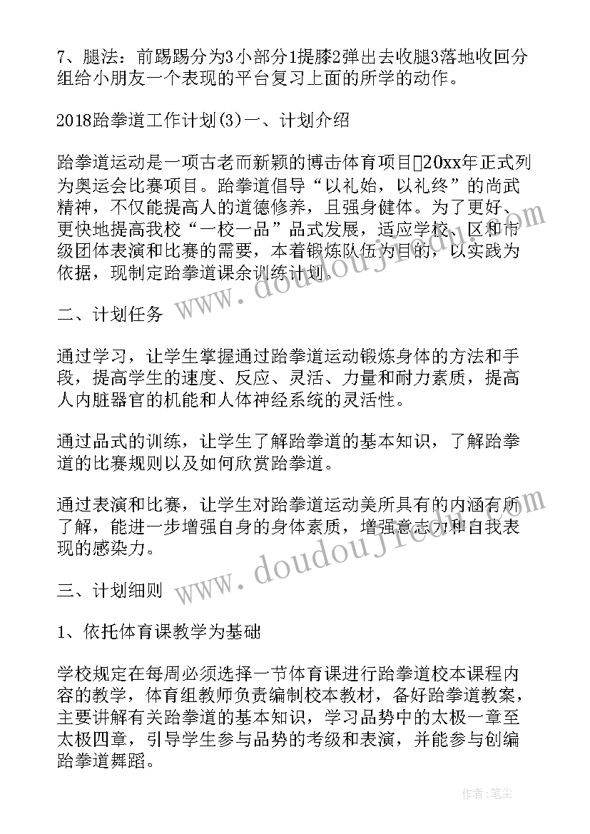 2023年跆拳道馆工作计划 跆拳道工作计划(大全6篇)