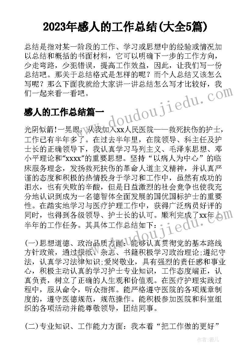 2023年感人的工作总结(大全5篇)