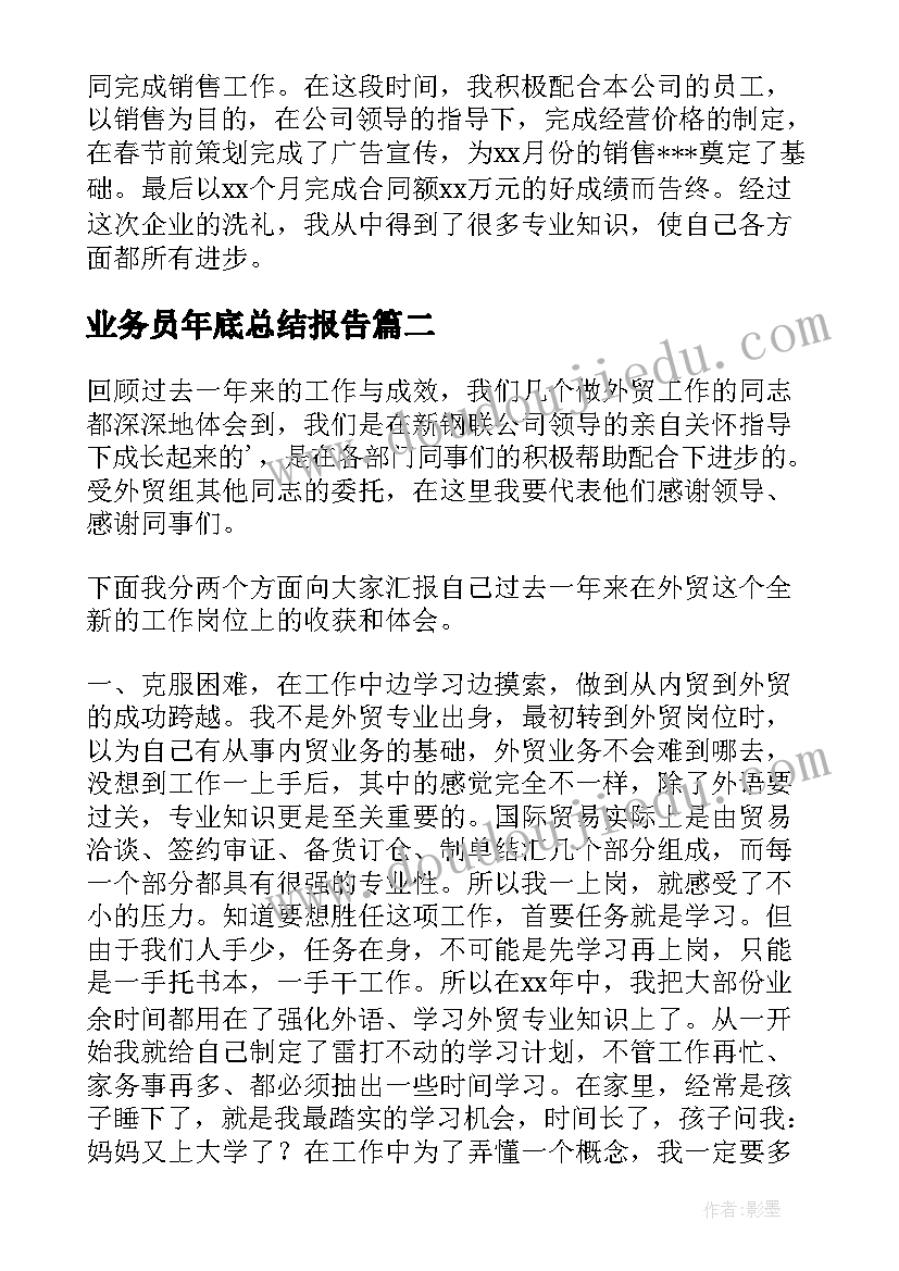 最新业务员年底总结报告 业务员年终工作总结(精选10篇)