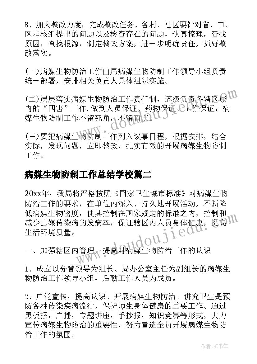 2023年病媒生物防制工作总结学校(优秀6篇)