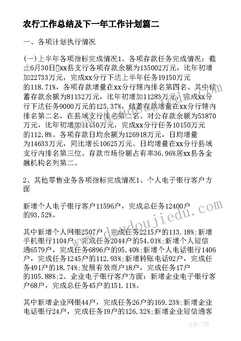 农行工作总结及下一年工作计划(模板5篇)