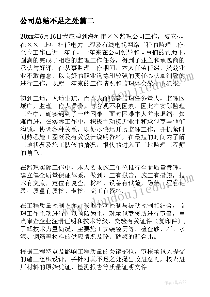 最新公司总结不足之处(汇总5篇)