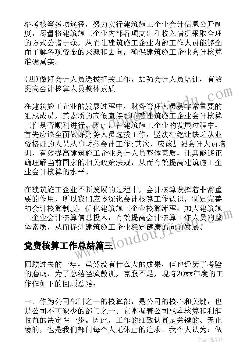 党费核算工作总结(实用6篇)