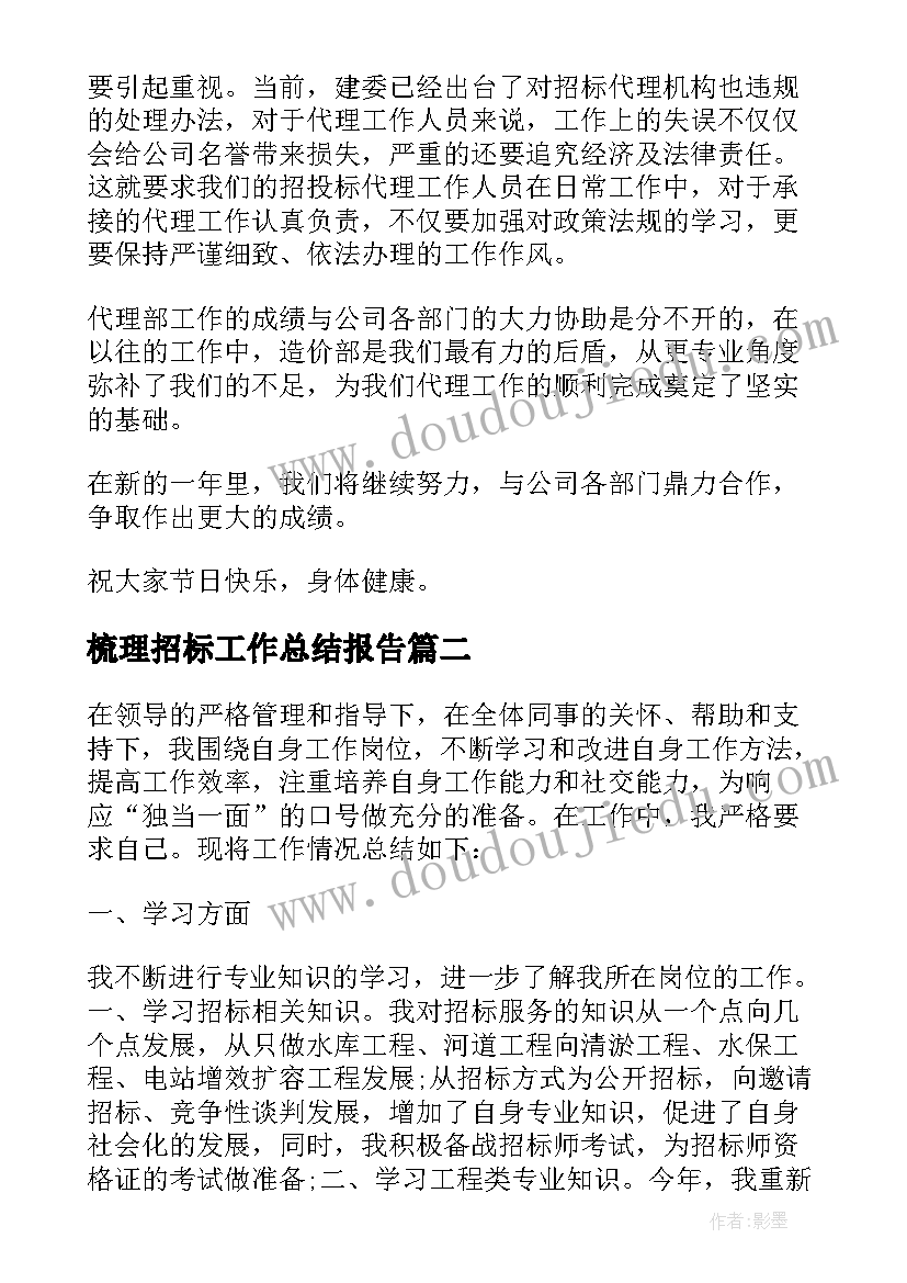 最新梳理招标工作总结报告 招标工作总结(实用8篇)