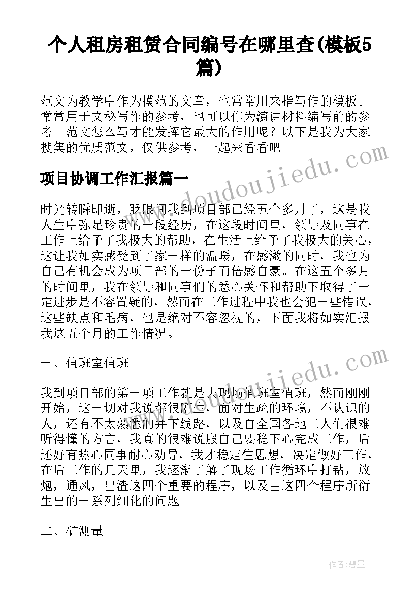 个人租房租赁合同编号在哪里查(模板5篇)