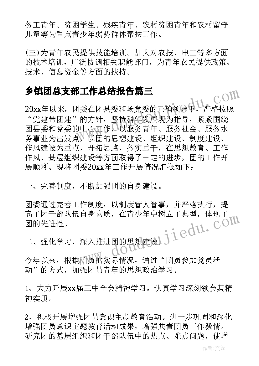 乡镇团总支部工作总结报告 乡镇党支部工作总结(实用5篇)