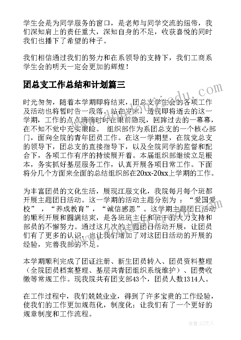 2023年团总支工作总结和计划(实用9篇)