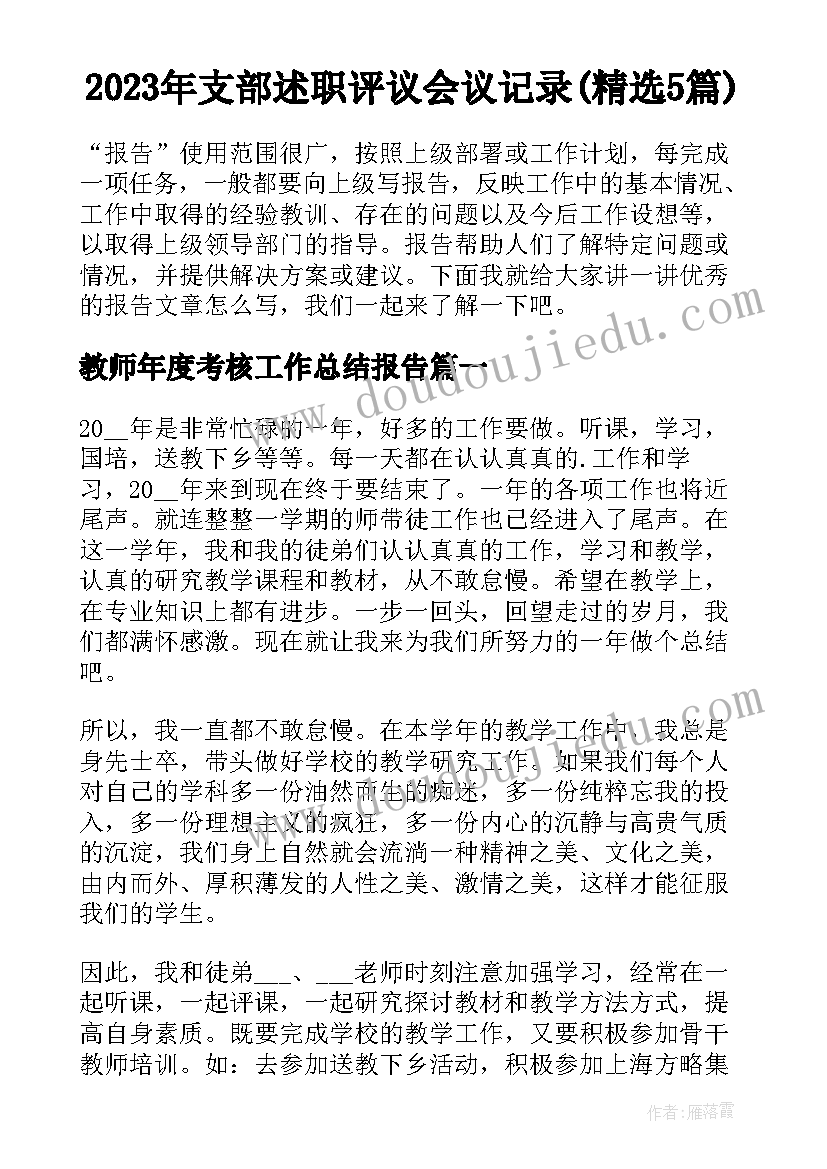 2023年支部述职评议会议记录(精选5篇)