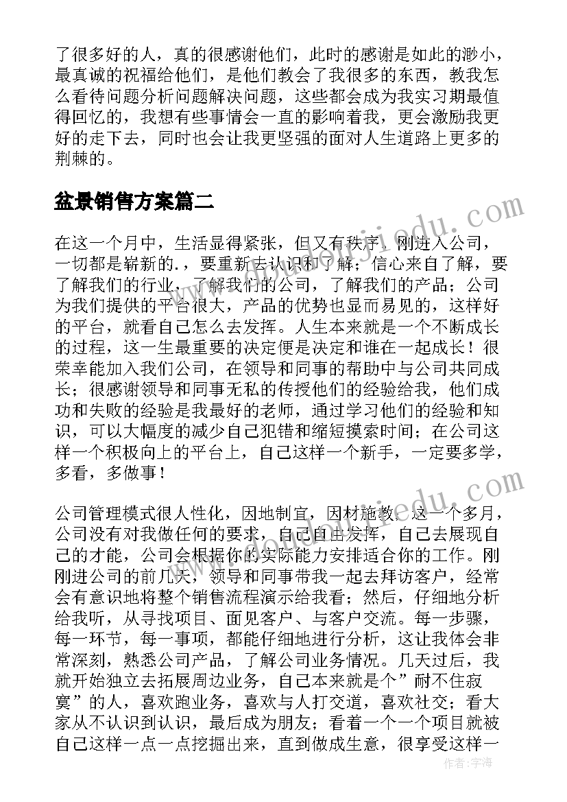 2023年盆景销售方案 销售工作总结(通用5篇)