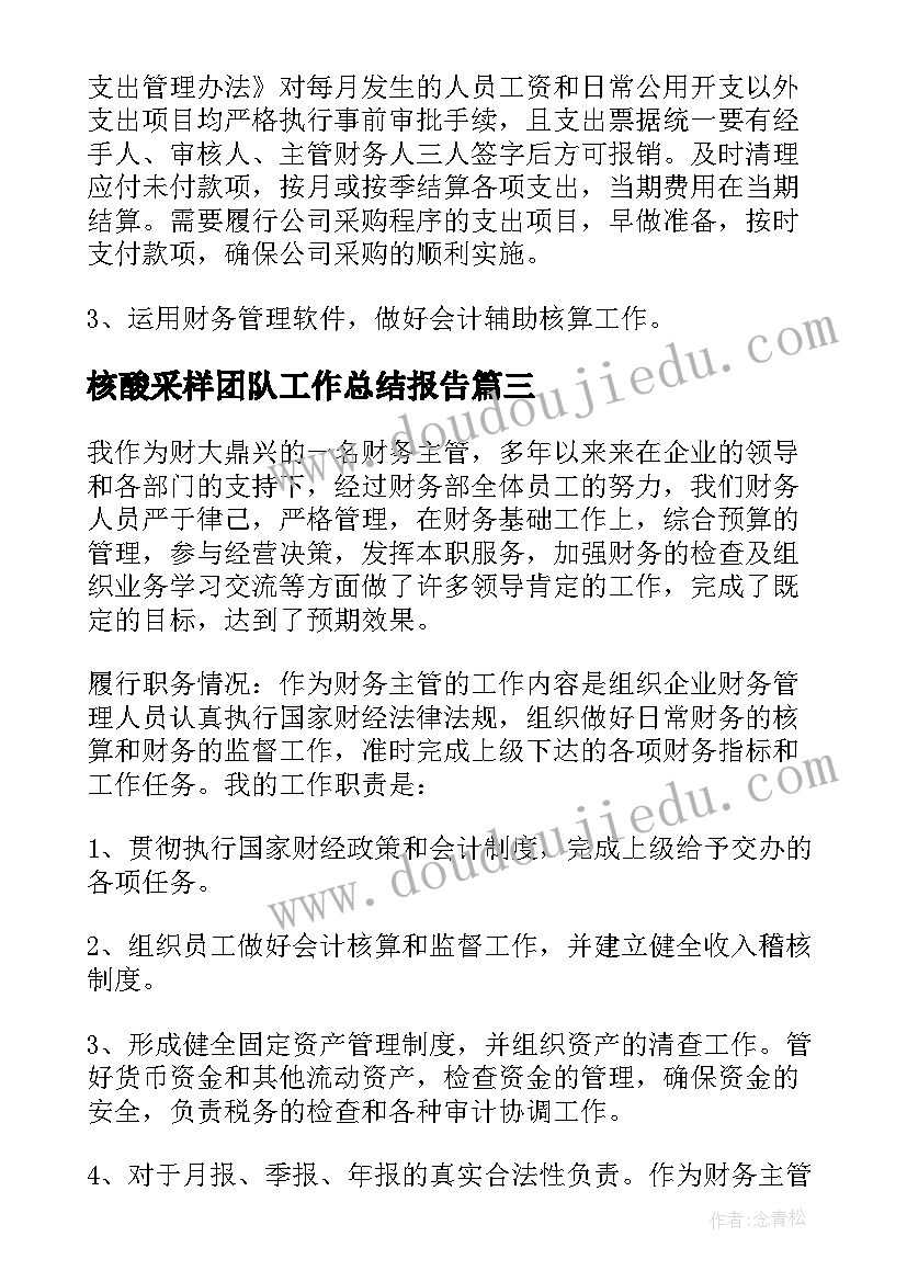 2023年核酸采样团队工作总结报告(汇总5篇)