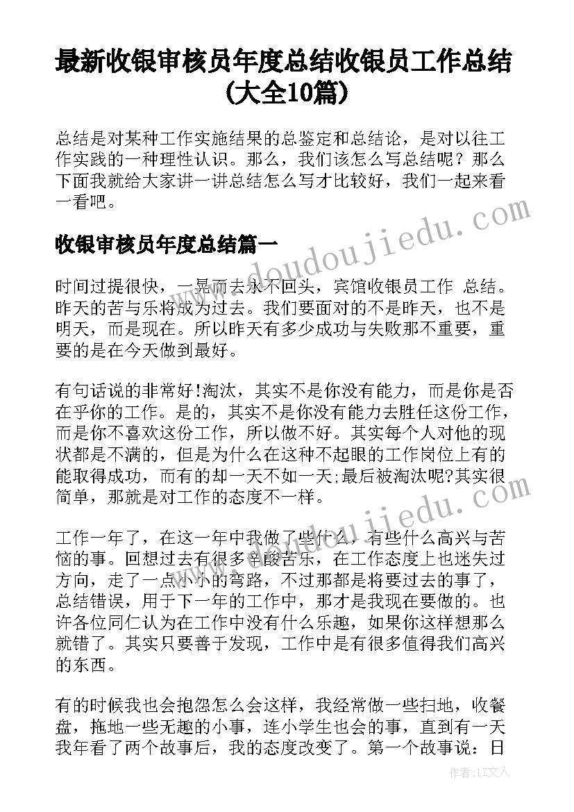 最新收银审核员年度总结 收银员工作总结(大全10篇)