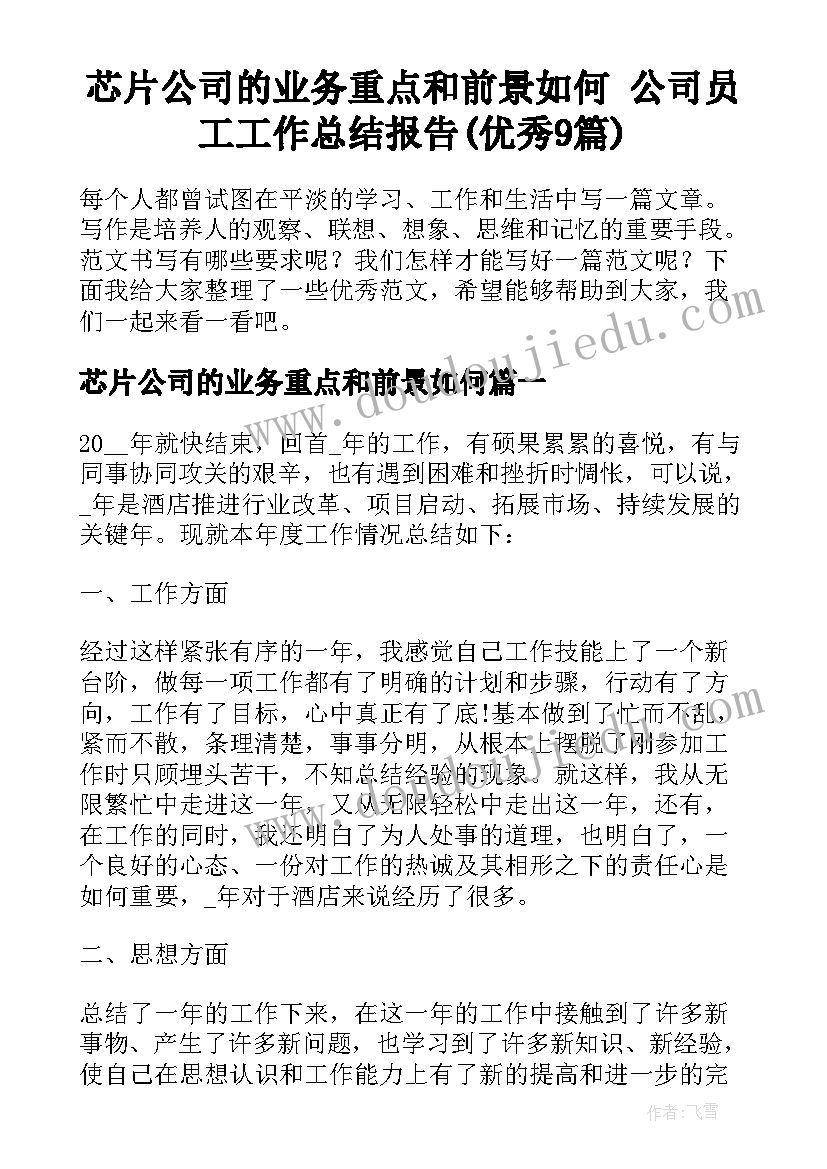 芯片公司的业务重点和前景如何 公司员工工作总结报告(优秀9篇)