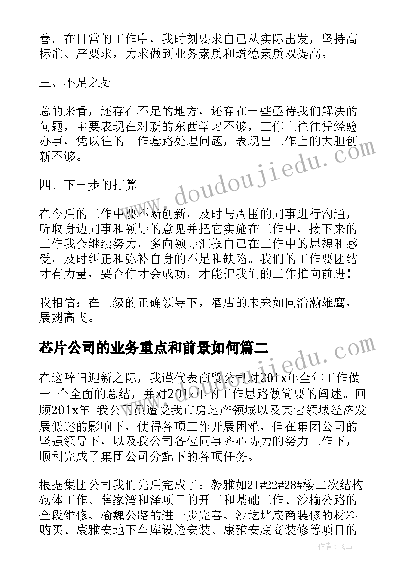 芯片公司的业务重点和前景如何 公司员工工作总结报告(优秀9篇)