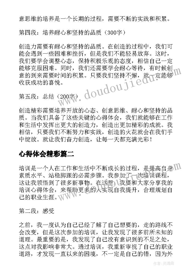 最新心得体会精彩(大全5篇)