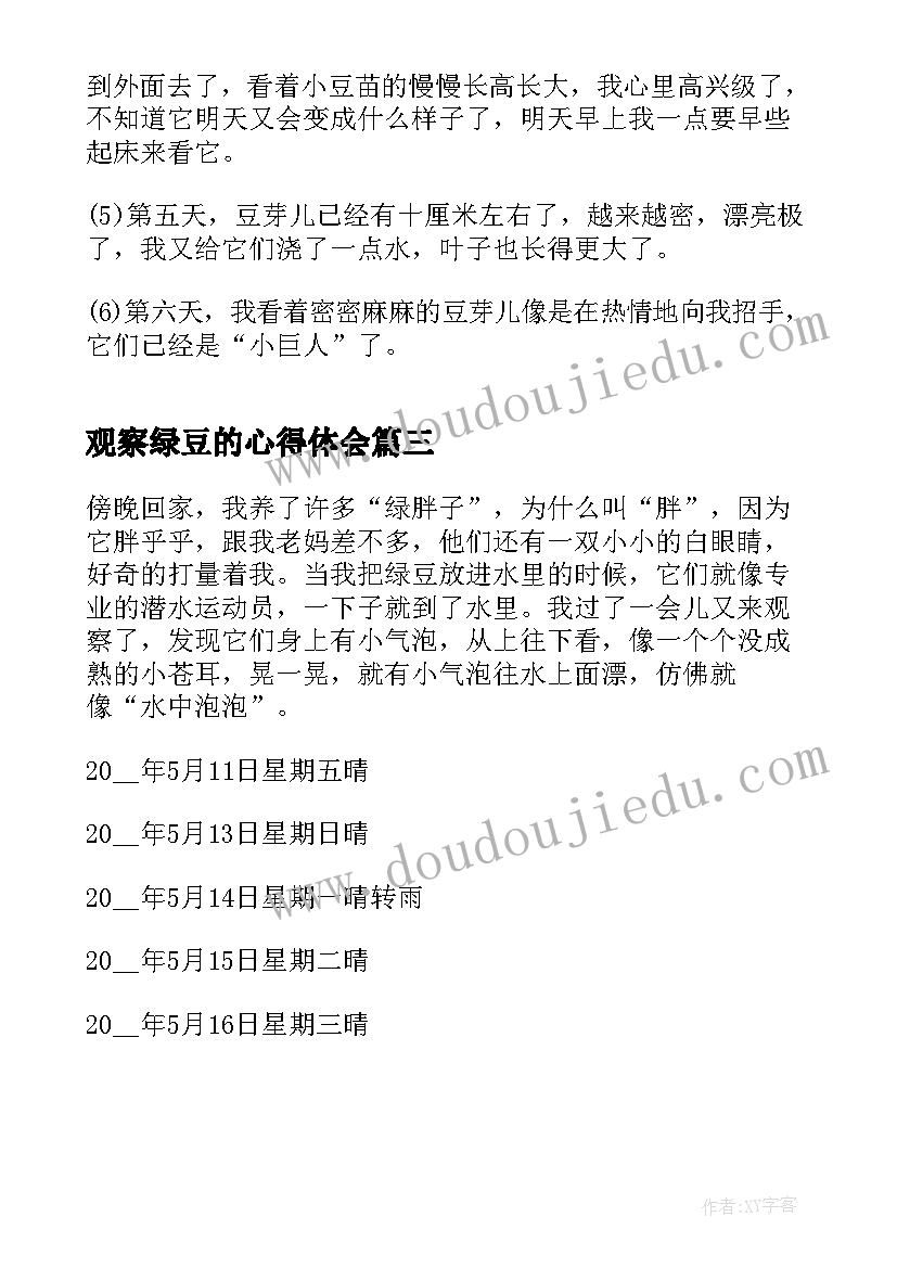 2023年观察绿豆的心得体会(模板5篇)