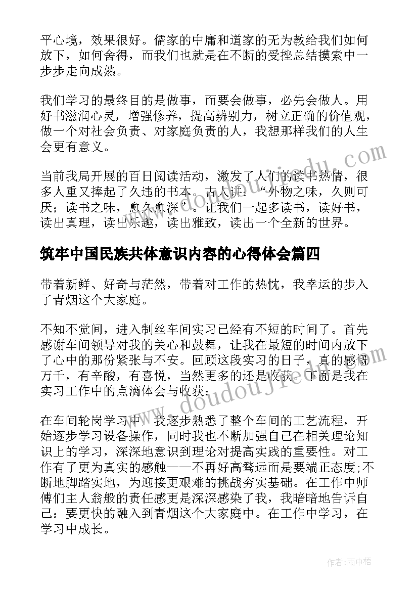 筑牢中国民族共体意识内容的心得体会(精选7篇)