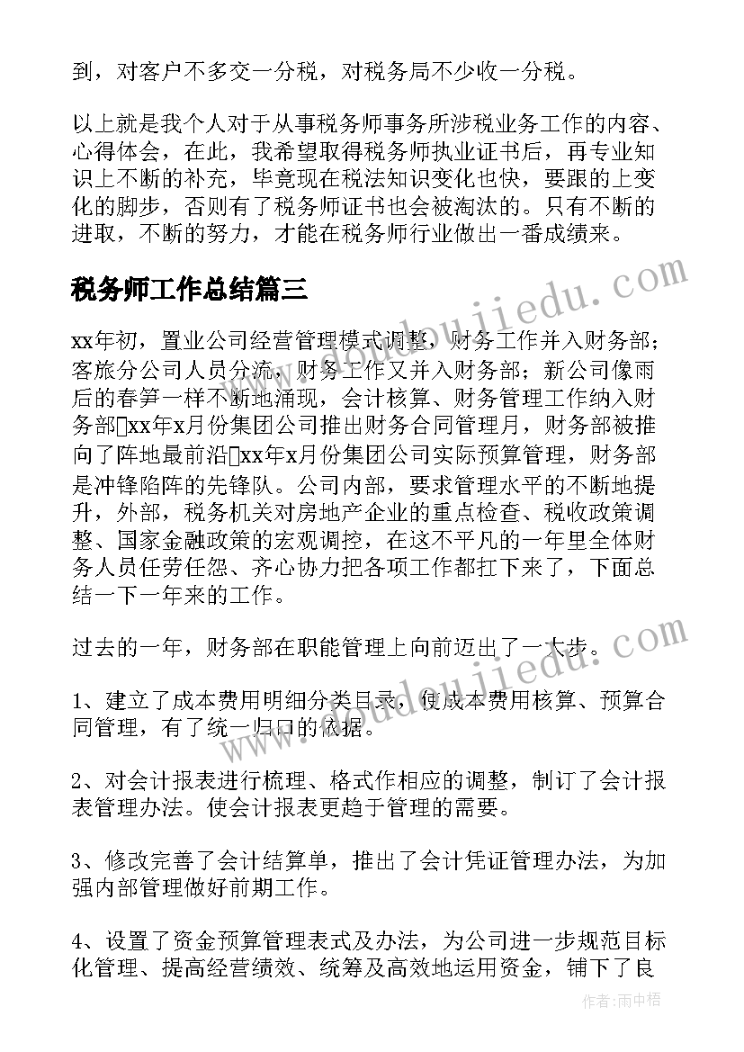 2023年税务师工作总结(模板5篇)