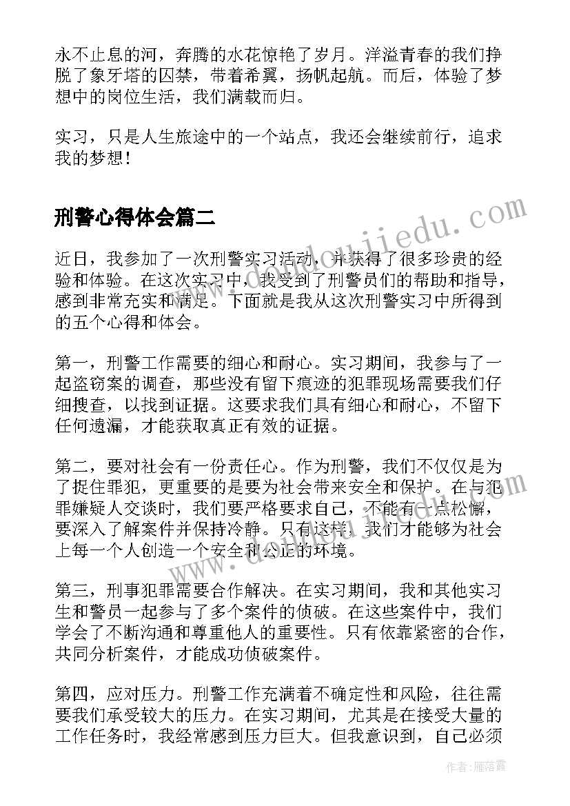 2023年刑警心得体会(优秀5篇)