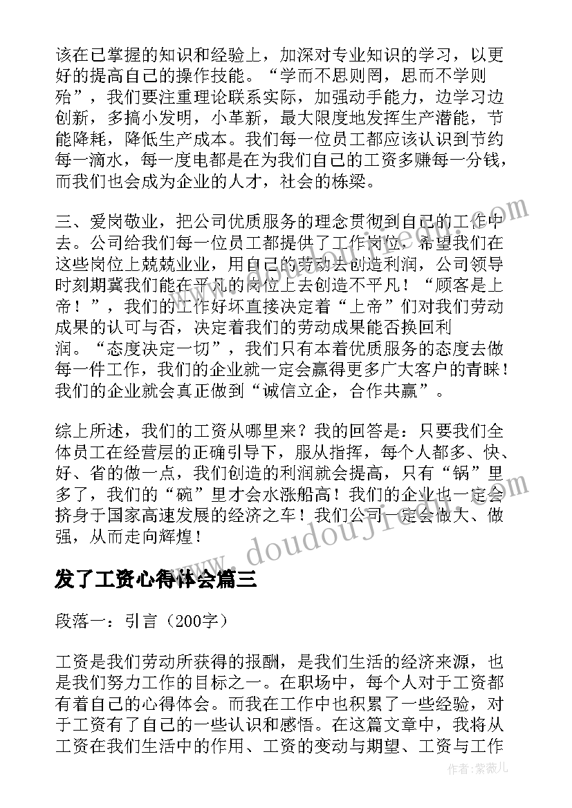 2023年发了工资心得体会(汇总5篇)