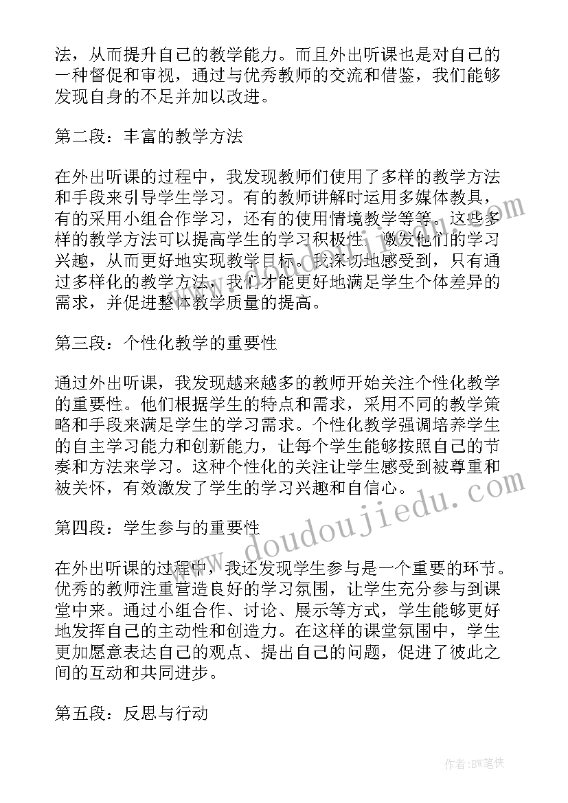 2023年外出听课心得体会幼师 国外外出听课心得体会(大全9篇)