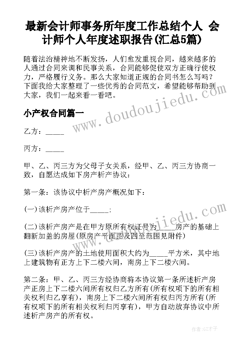 最新会计师事务所年度工作总结个人 会计师个人年度述职报告(汇总5篇)